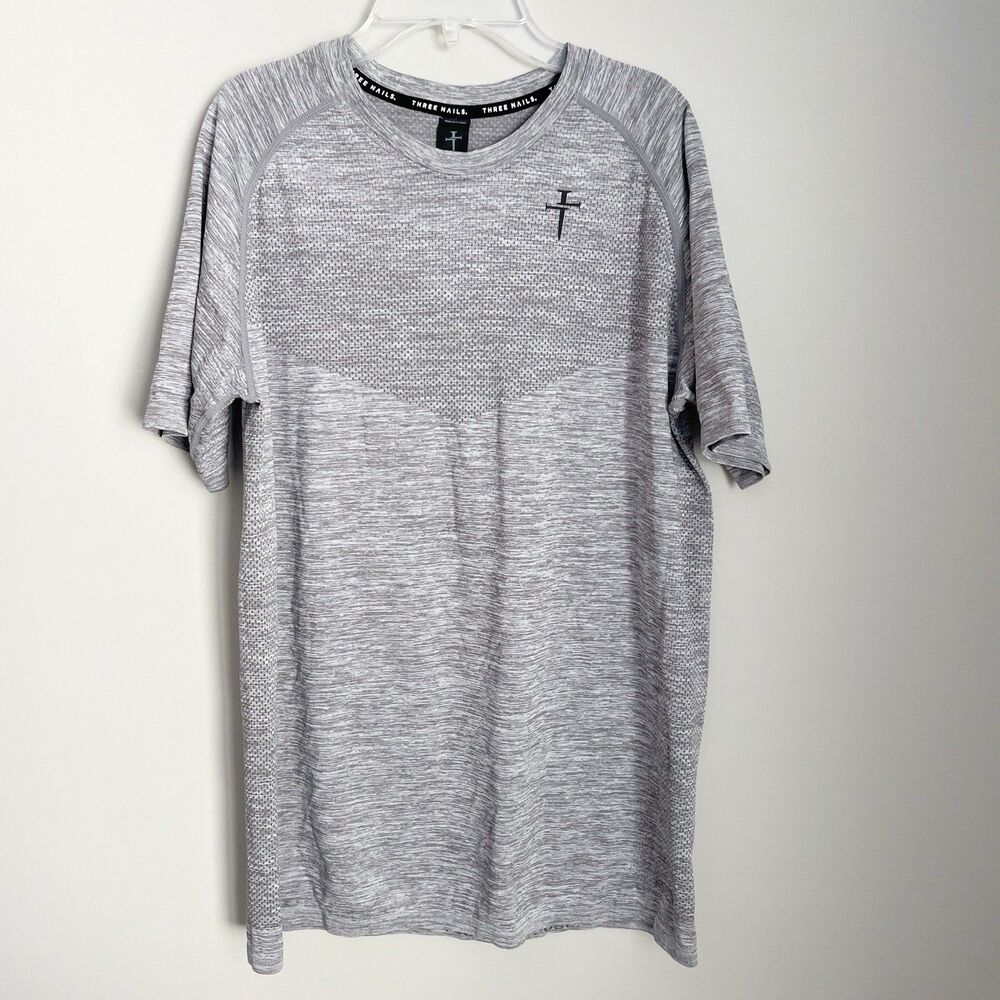 Three Nails Size M Gray Mens Workout Athletic Shirt Performance